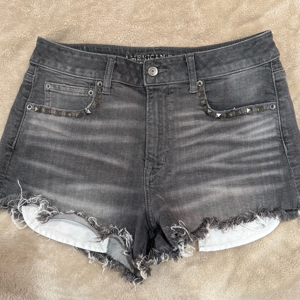 American Eagle Outfitters Gray Studded Jean Shorts NWOT